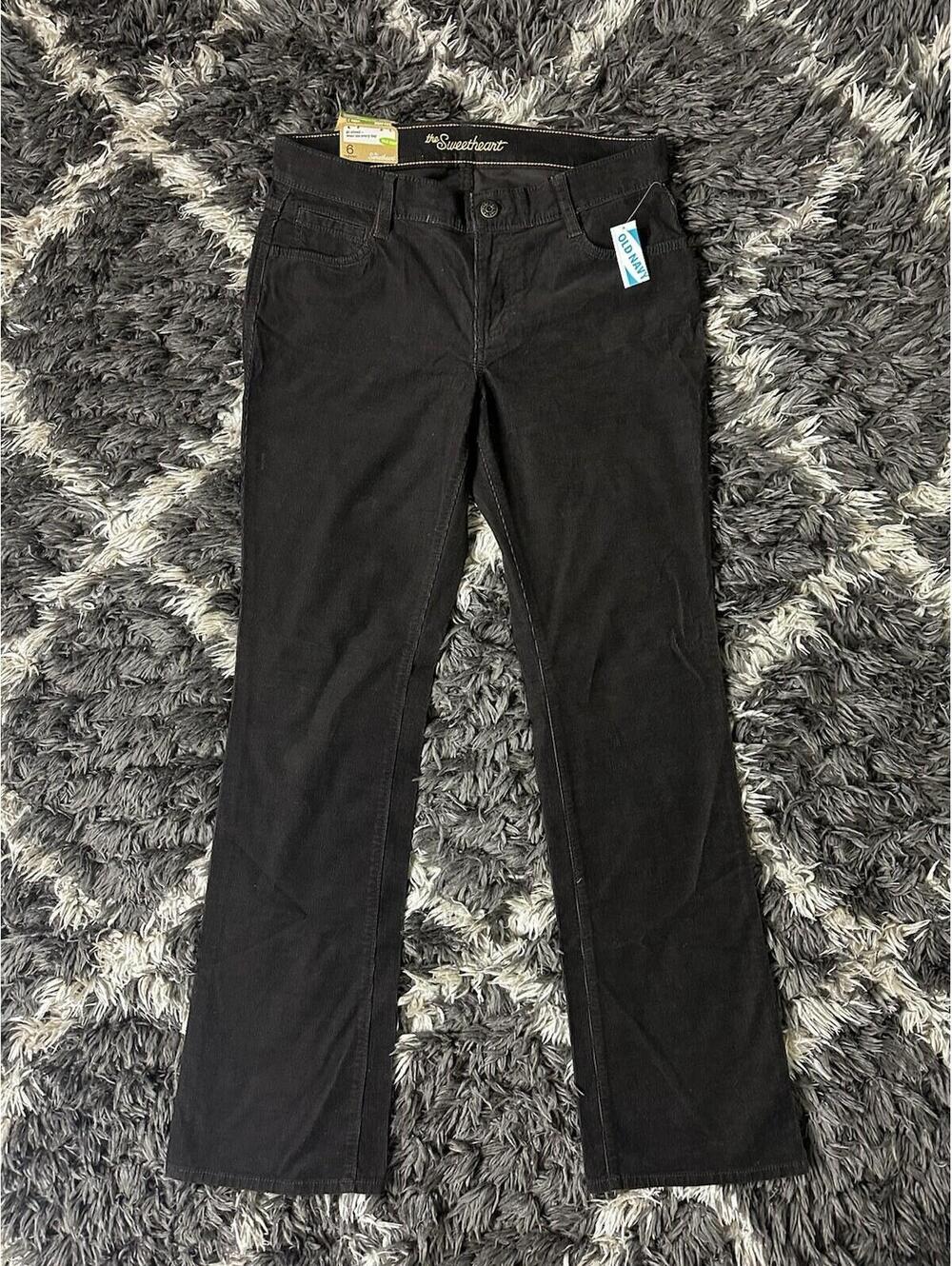 NWT Old Navy The Sweetheart Corduroy Pants Womens 6 Regular Bootcut Black